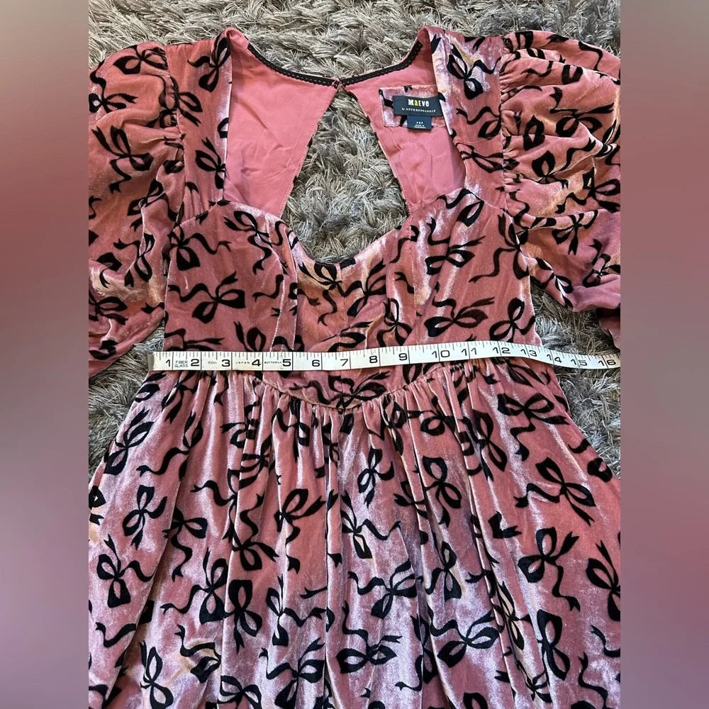 Maeve by Anthropologie Pink and Black Velvet Bow Dress - Picture 10 of 12